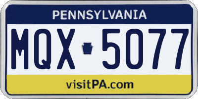 PA license plate MQX5077
