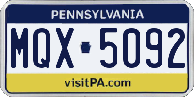 PA license plate MQX5092