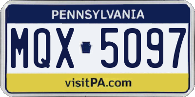 PA license plate MQX5097