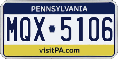 PA license plate MQX5106