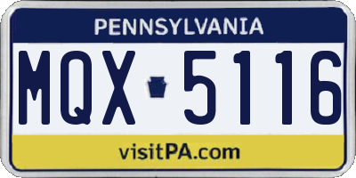 PA license plate MQX5116