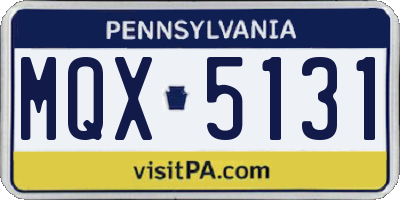 PA license plate MQX5131