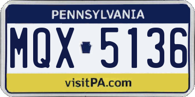 PA license plate MQX5136