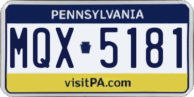 PA license plate MQX5181