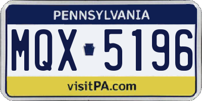 PA license plate MQX5196
