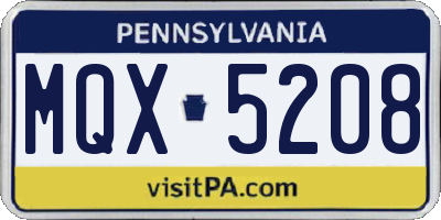 PA license plate MQX5208