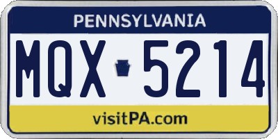 PA license plate MQX5214