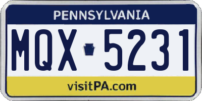 PA license plate MQX5231