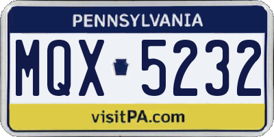 PA license plate MQX5232