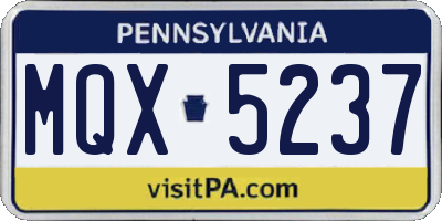 PA license plate MQX5237