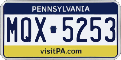 PA license plate MQX5253