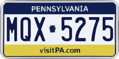 PA license plate MQX5275