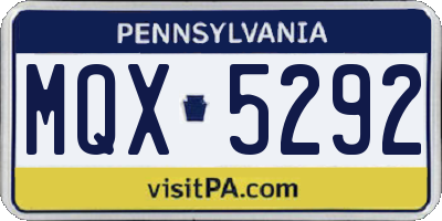 PA license plate MQX5292