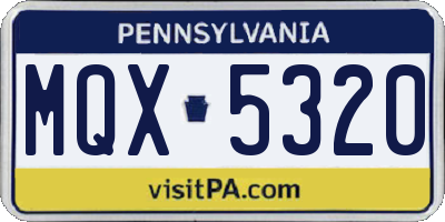 PA license plate MQX5320