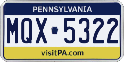 PA license plate MQX5322