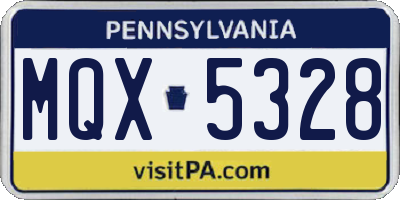 PA license plate MQX5328