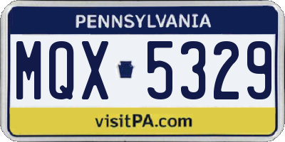 PA license plate MQX5329