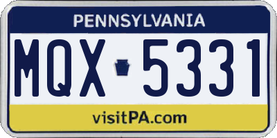 PA license plate MQX5331