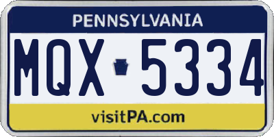 PA license plate MQX5334