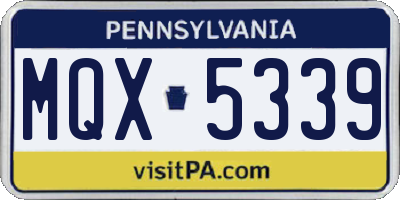 PA license plate MQX5339