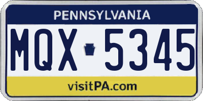 PA license plate MQX5345