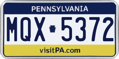 PA license plate MQX5372