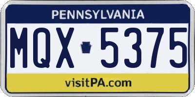 PA license plate MQX5375