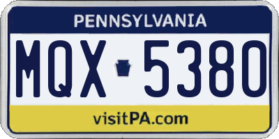 PA license plate MQX5380