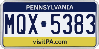 PA license plate MQX5383