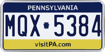 PA license plate MQX5384