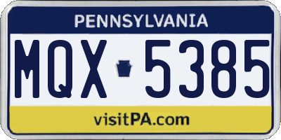 PA license plate MQX5385