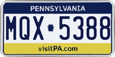 PA license plate MQX5388
