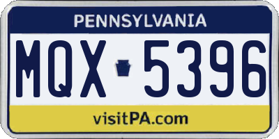PA license plate MQX5396