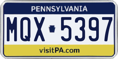 PA license plate MQX5397
