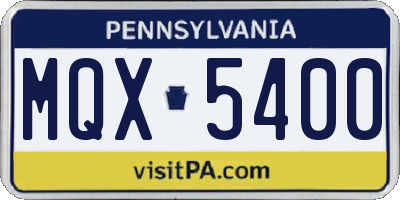 PA license plate MQX5400