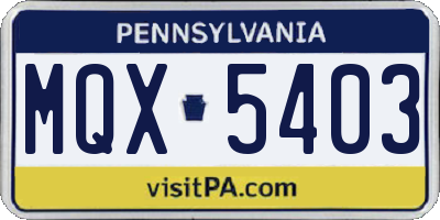 PA license plate MQX5403