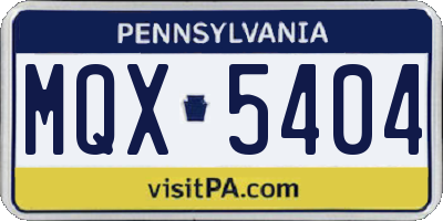 PA license plate MQX5404