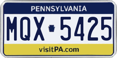PA license plate MQX5425