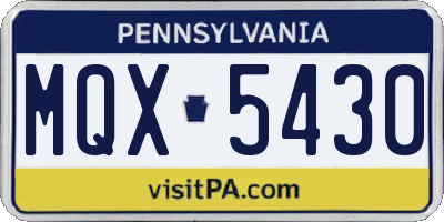 PA license plate MQX5430