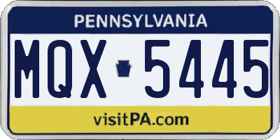 PA license plate MQX5445