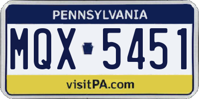 PA license plate MQX5451