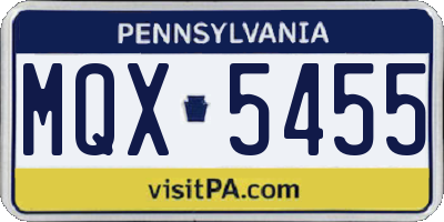 PA license plate MQX5455
