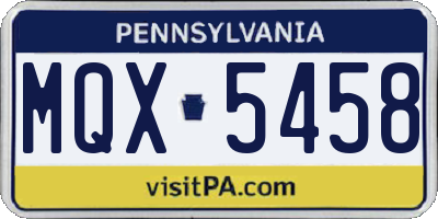 PA license plate MQX5458