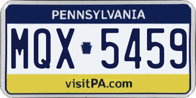 PA license plate MQX5459