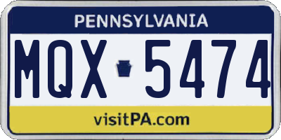 PA license plate MQX5474