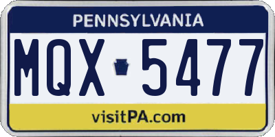PA license plate MQX5477