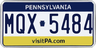 PA license plate MQX5484