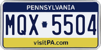 PA license plate MQX5504