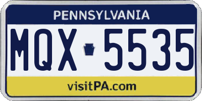 PA license plate MQX5535