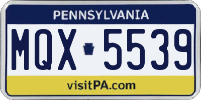 PA license plate MQX5539